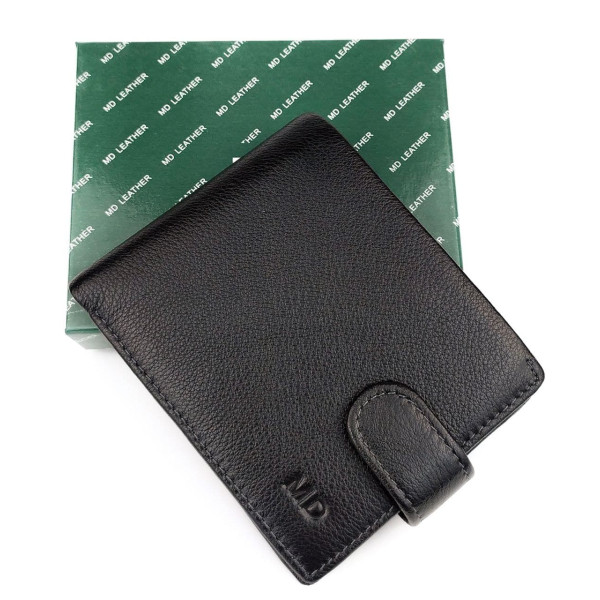 Гаманець зі шкіри із затискачем для грошей MD Leather MD-22-089 (JZ6724) чорний