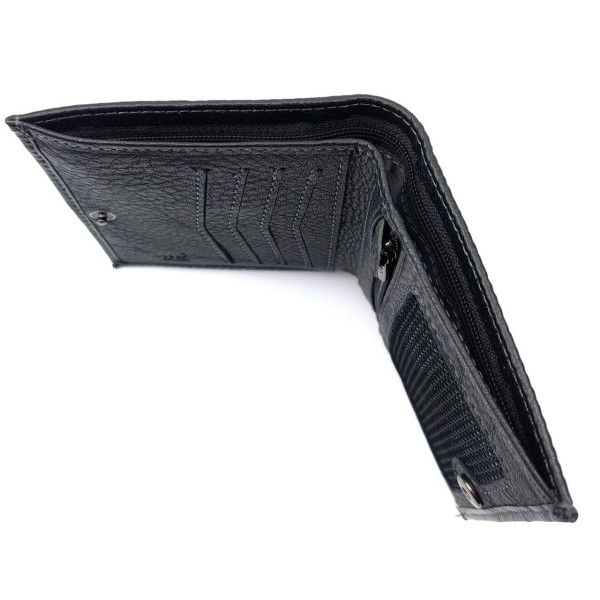 Якісний шкіряний чоловічий гаманець MD Leather MD-608-A (JZ6739) чорний