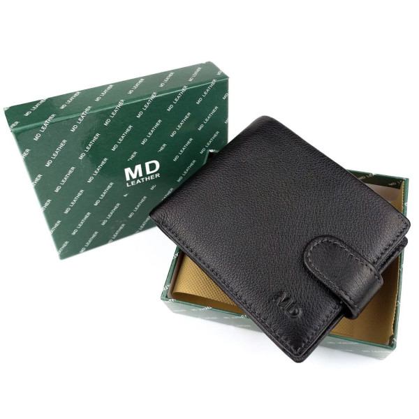 Гаманець зі шкіри із затискачем для грошей MD Leather MD-22-089 (JZ6724) чорний