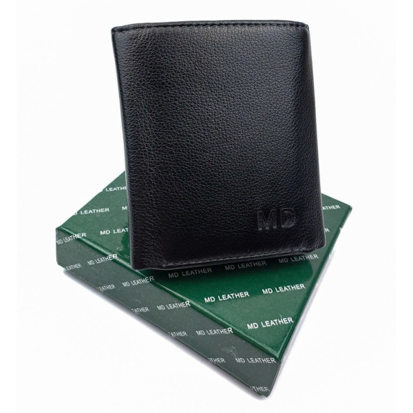 Небольшой мужской кошелек из кожи MD Leather MD-618-A (JZ6740) черный