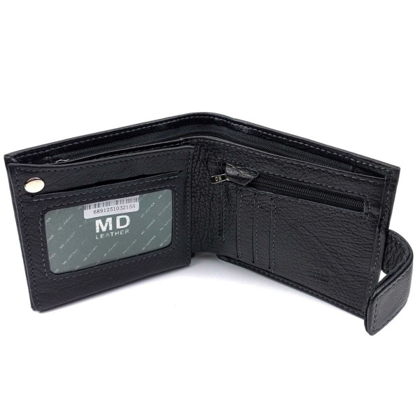 Практичный кошелек из кожи для мужчин MD Leather MD-132-A (JZ6734) черный