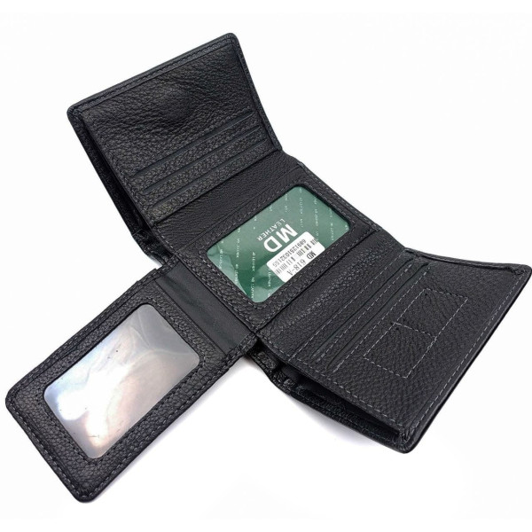 Небольшой мужской кошелек из кожи MD Leather MD-618-A (JZ6740) черный