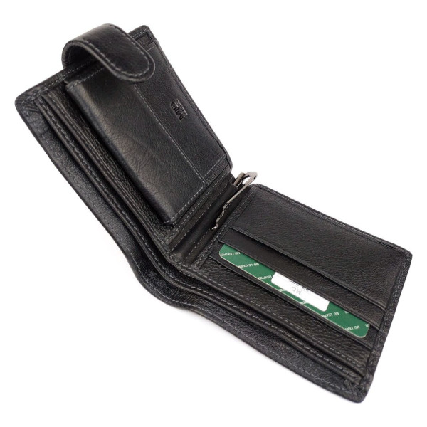 Гаманець зі шкіри із затискачем для грошей MD Leather MD-22-089 (JZ6724) чорний