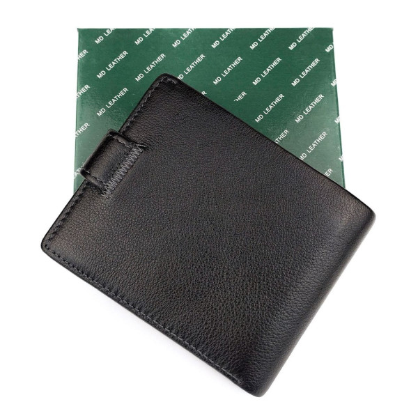 Гаманець зі шкіри із затискачем для грошей MD Leather MD-22-089 (JZ6724) чорний
