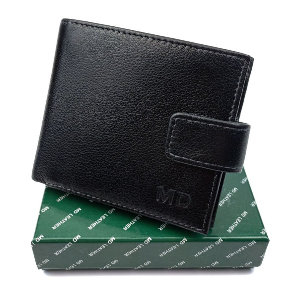 Практичный кошелек из кожи для мужчин MD Leather MD-132-A (JZ6734) черный
