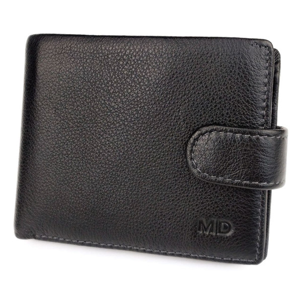 Гаманець зі шкіри із затискачем для грошей MD Leather MD-22-089 (JZ6724) чорний