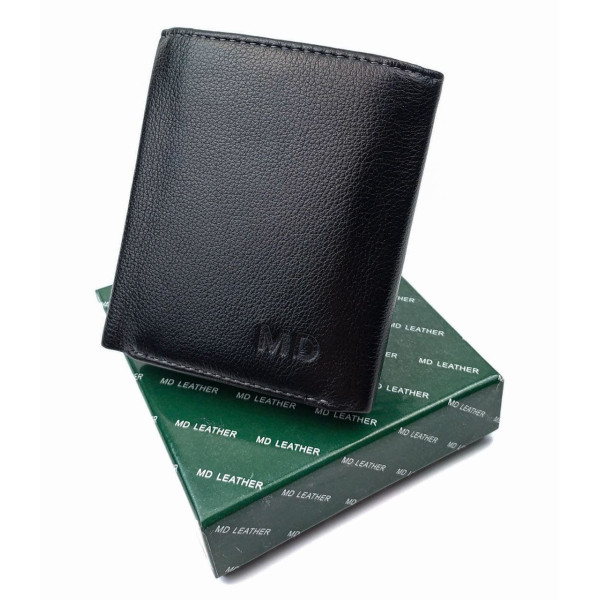 Небольшой мужской кошелек из кожи MD Leather MD-618-A (JZ6740) черный