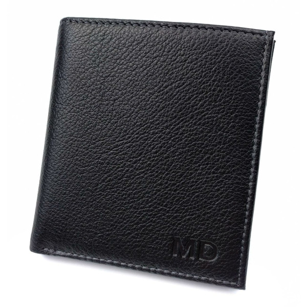Якісний шкіряний чоловічий гаманець MD Leather MD-608-A (JZ6739) чорний