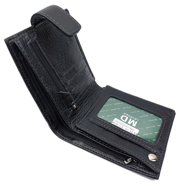 Практичный кошелек из кожи для мужчин MD Leather MD-132-A (JZ6734) черный