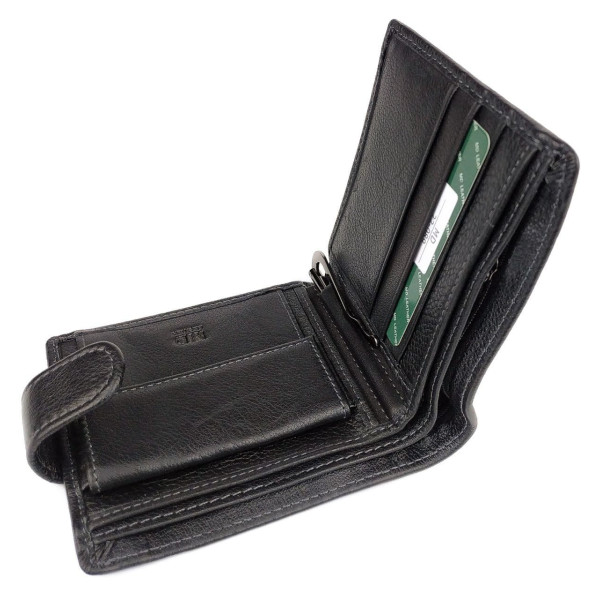 Гаманець зі шкіри із затискачем для грошей MD Leather MD-22-089 (JZ6724) чорний