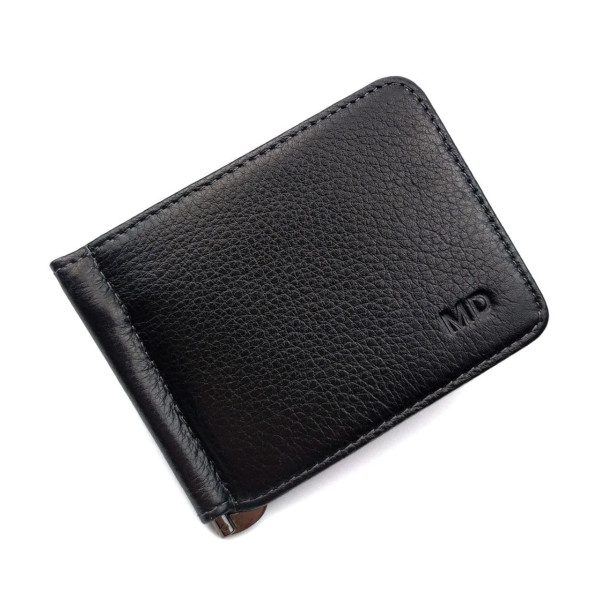 Мужское портмоне из кожи с зажимом для денег MD Leather MD-123-22 (JZ6743) черный