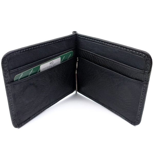 Мужское портмоне из кожи с зажимом для денег MD Leather MD-123-22 (JZ6743) черный