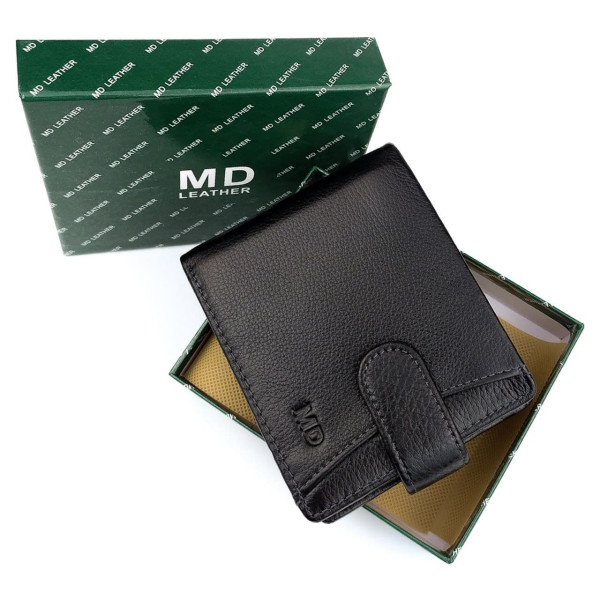 Современный мужской кошелек из кожи MD Leather MD-22-203 (JZ6727) черный