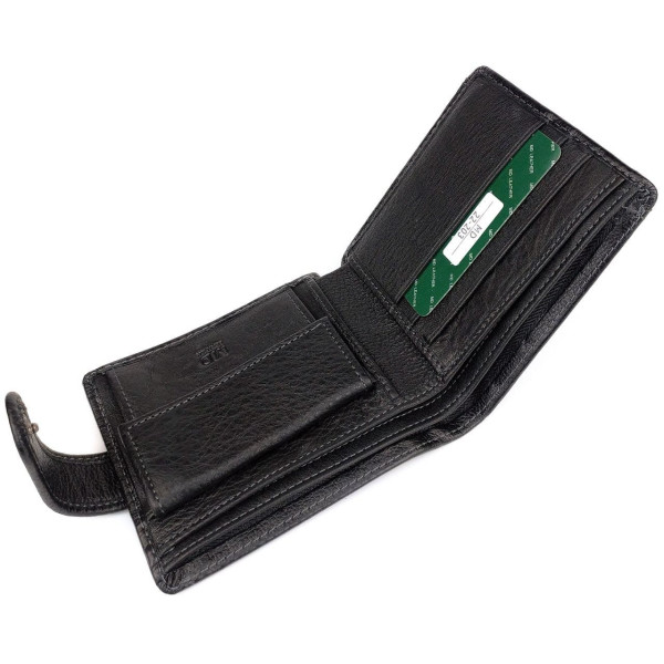 Современный мужской кошелек из кожи MD Leather MD-22-203 (JZ6727) черный
