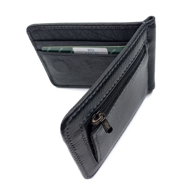 Мужское портмоне из кожи с зажимом для денег MD Leather MD-123-22 (JZ6743) черный