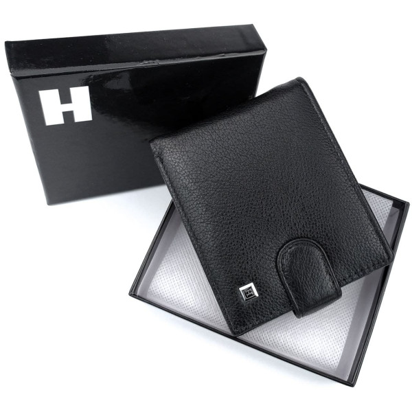 Кожаный кошелек для мужчин с отделом для документов Horton H-M14-1 (JZ6757) черный