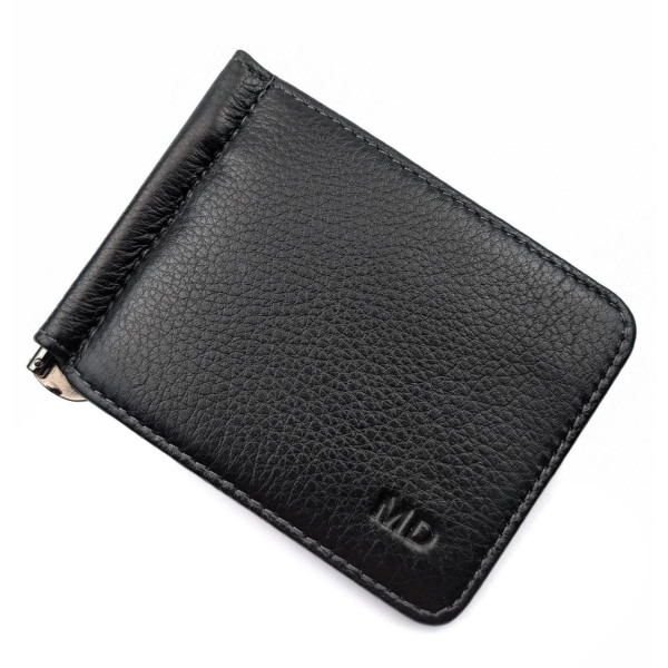 Мужское портмоне из кожи с зажимом для денег MD Leather MD-123-22 (JZ6743) черный