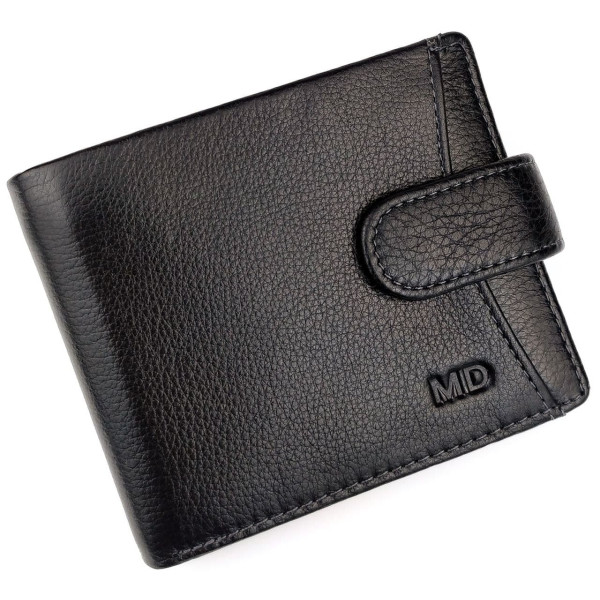 Современный мужской кошелек из кожи MD Leather MD-22-203 (JZ6727) черный