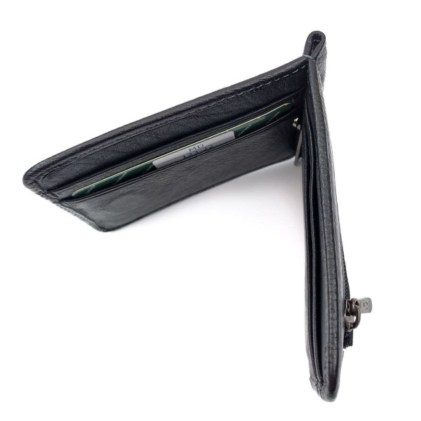 Мужское портмоне из кожи с зажимом для денег MD Leather MD-123-22 (JZ6743) черный