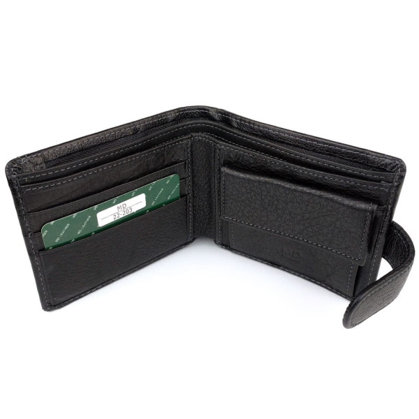Современный мужской кошелек из кожи MD Leather MD-22-203 (JZ6727) черный