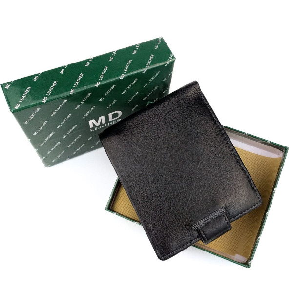 Современный мужской кошелек из кожи MD Leather MD-22-203 (JZ6727) черный