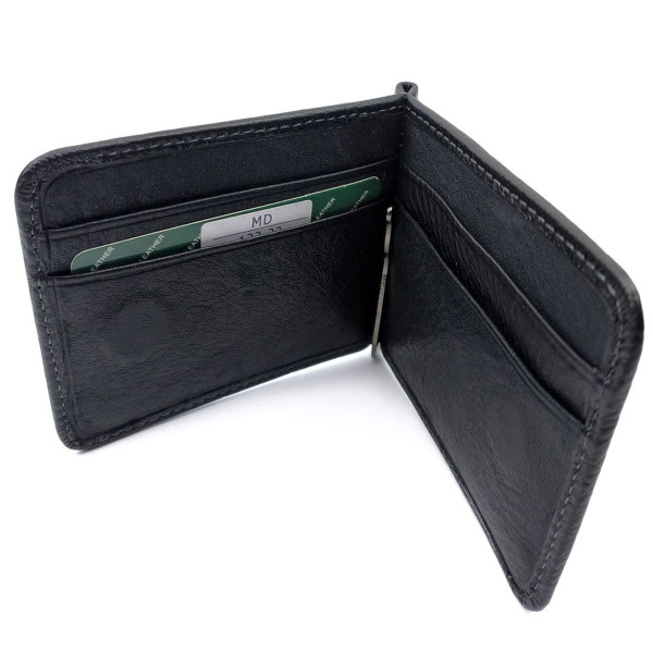 Мужское портмоне из кожи с зажимом для денег MD Leather MD-123-22 (JZ6743) черный