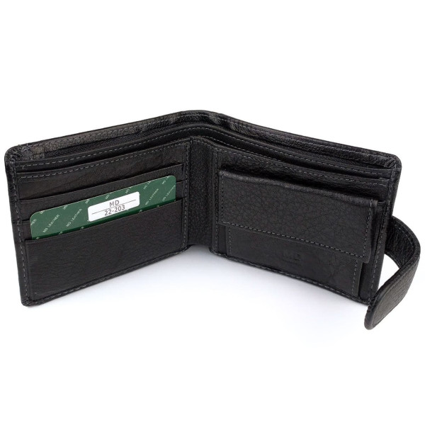 Современный мужской кошелек из кожи MD Leather MD-22-203 (JZ6727) черный