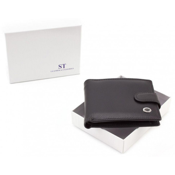 Мужской кожаный кошелек ST Leather (ST104) 98307 Черный