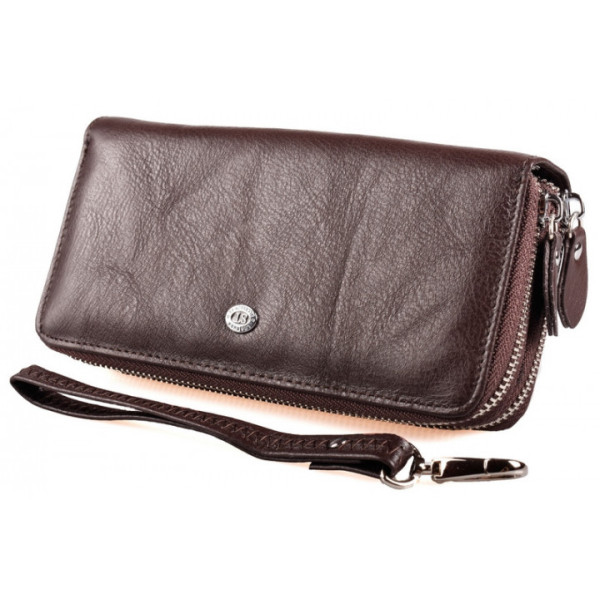 Шкіряний гаманець клатч на дві блискавки ST Leather (SТ238-2) 98578 Коричневий