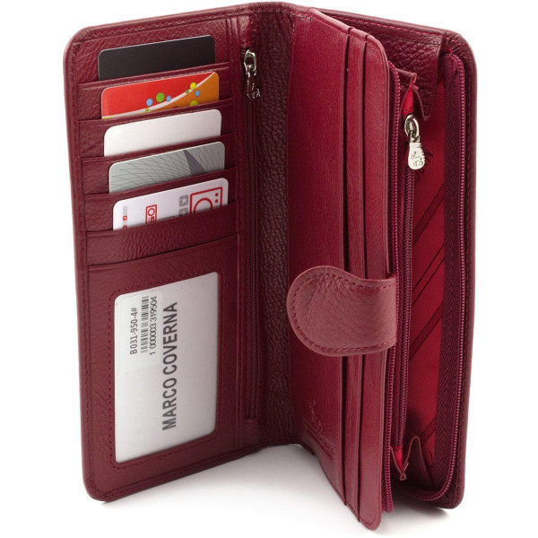 Практичный кожаный женский кошелек Marco Coverna MC-B031-950-4 (JZ6671) бордовый
