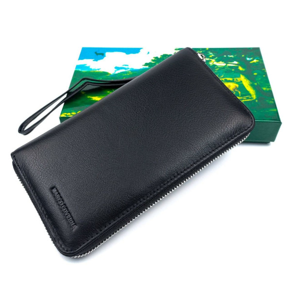 Кожаное мужское портмоне с ручкой Marco Coverna MC-802-1 (JZ6708) черный