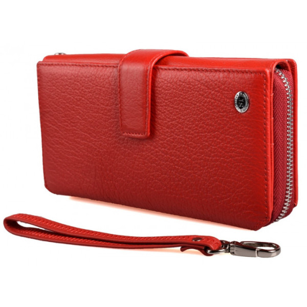 Женский кожаный кошелек клатч на молнии с визитницей ST Leather (SТ228-2) 98575 Красный