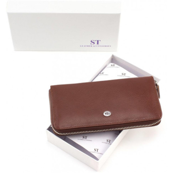 Клатч- портмоне на молнии кожаный ST Leather (B138-3) 98104 Коричневый