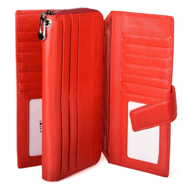 Женский кожаный кошелек клатч на молнии с визитницей ST Leather (SТ228-2) 98575 Красный