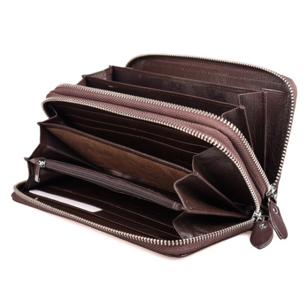 Шкіряний гаманець клатч на дві блискавки ST Leather (SТ238-2) 98578 Коричневий