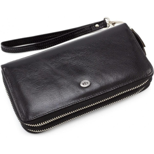 Клатч- борсетка на две молнии кожаный ST Leather (B139-3) 98106 Черный