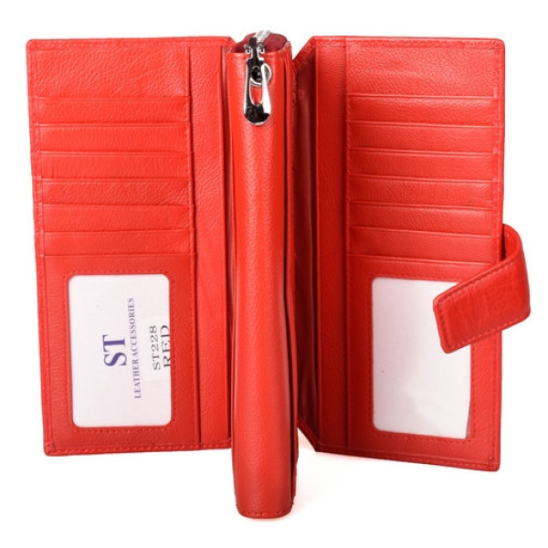 Женский кожаный кошелек клатч на молнии с визитницей ST Leather (SТ228-2) 98575 Красный