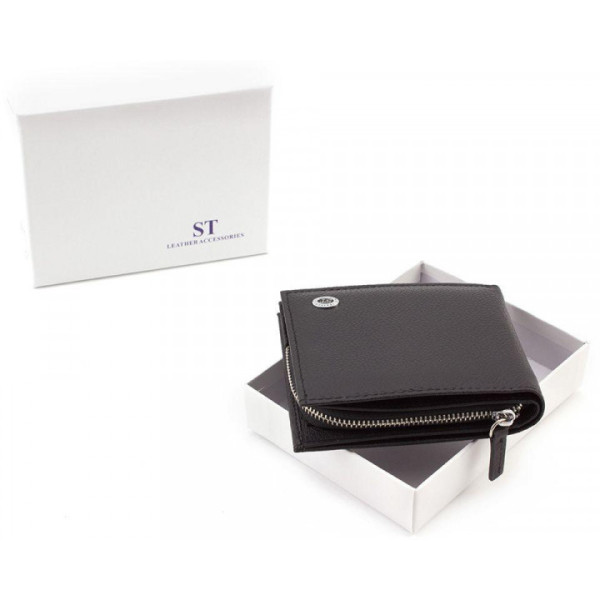 Мужской кожаный кошелек ST Leather (ST154) 98384 Черный