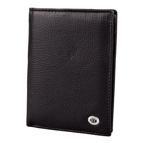 Мужской кожаный кошелек на магните ST Leather (ST-2) 98398 Черный