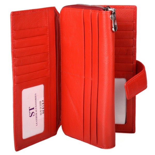 Женский кожаный кошелек клатч на молнии с визитницей ST Leather (SТ228-2) 98575 Красный