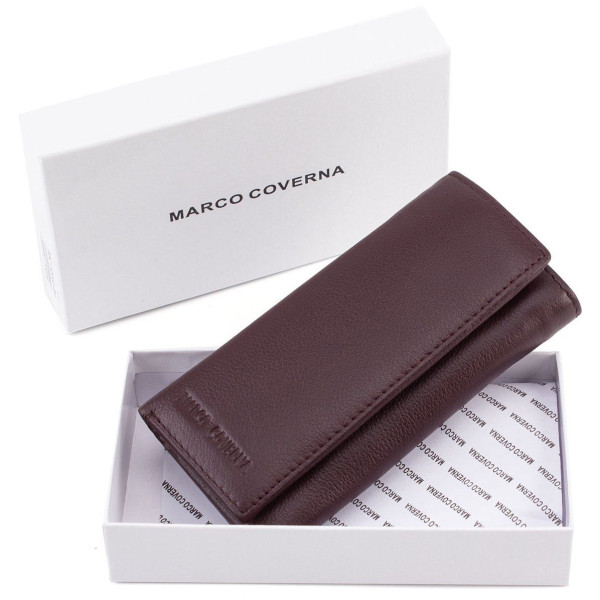 Женский кошелек из кожи с креплением для ключей Marco Coverna MC-5551-8 (JZ6674) коричневый