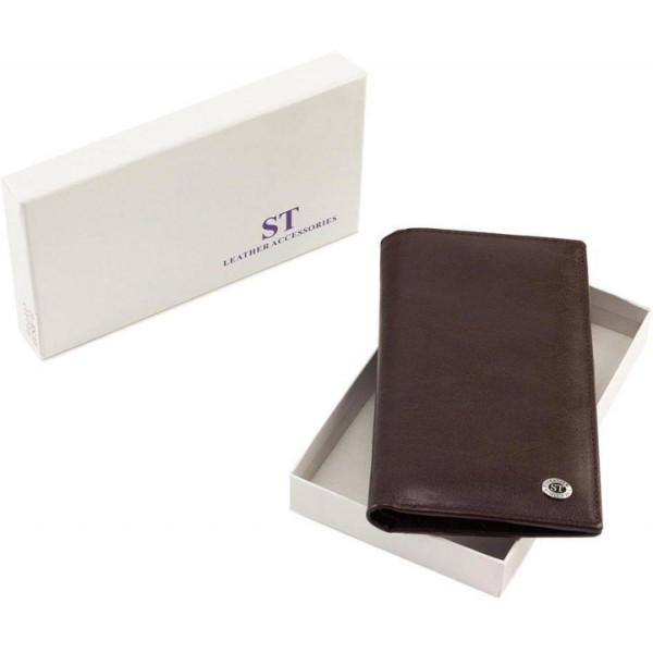 Чоловічий гаманець натуральна шкіра ST Leather (B-MS35) 98180 Коричневий