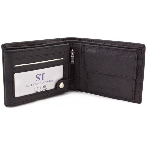 Мужской кожаный кошелек ST Leather (ST108) 98311 Черный