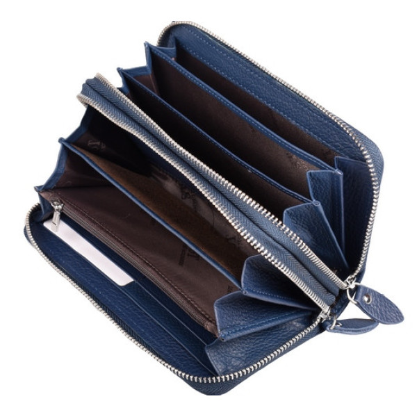 Кожаный кошелек клатч на две молнии ST Leather (ST238-2) 98418 Синий