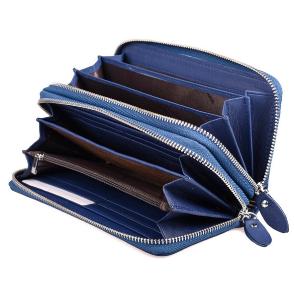 Кожаный кошелек клатч на две молнии ST Leather (ST238-2) 98424 Синий