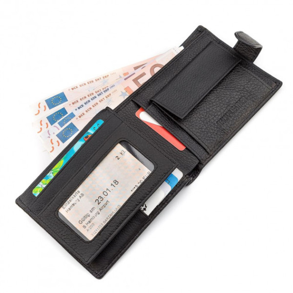 Чоловічий гаманець з натуралной шкіри ST Leather (ST137) 98333 Чорний