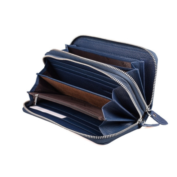 Кожаный кошелек клатч на две молнии ST Leather (ST238-2) 98418 Синий