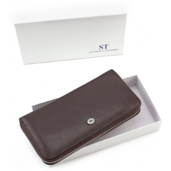 Кошелек из кожи на молнии ST Leather (ST45-2) 98541 Коричневый
