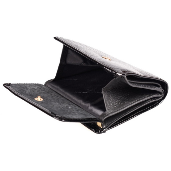 Женский кожаный кошелек складной маленький лаковый ST Leather (S1101A) 98198 Черный