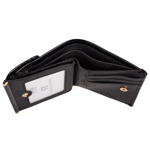 Женский кожаный кошелек складной маленький лаковый ST Leather (S1101A) 98198 Черный